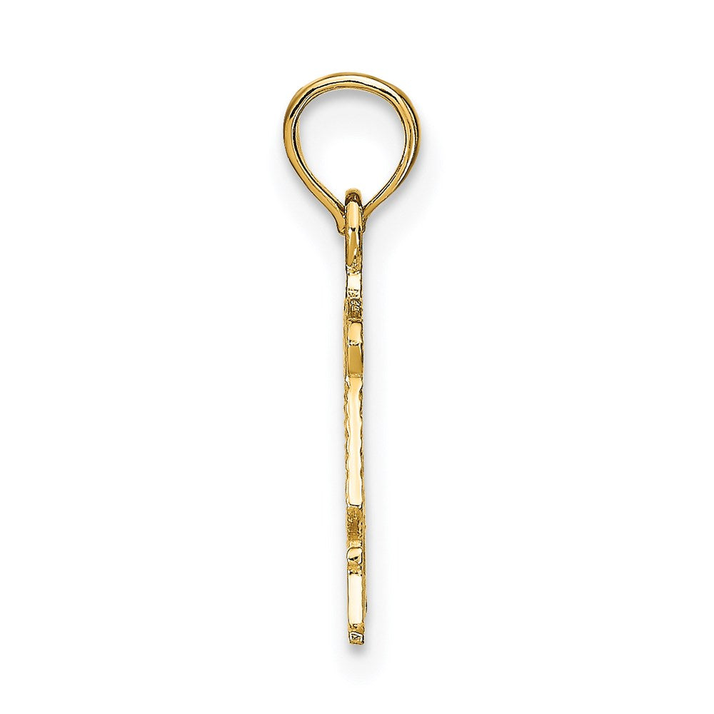 Million Charms 14K Yellow Gold Themed Engraved Block Libra Charm