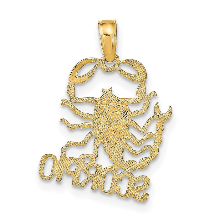 Million Charms 14K Yellow Gold Themed Engraved Block Scorpio Charm