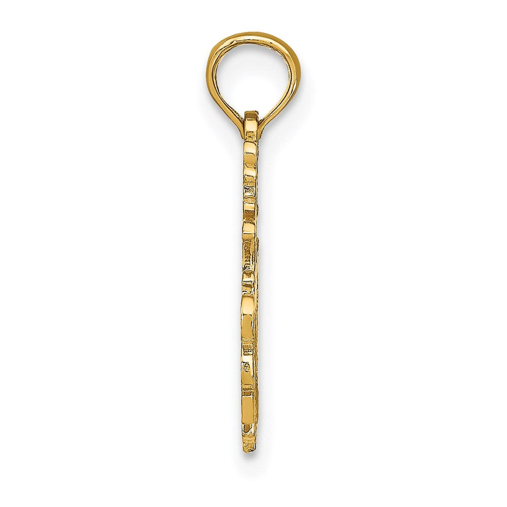 Million Charms 14K Yellow Gold Themed Engraved & Block Sagittarius Charm