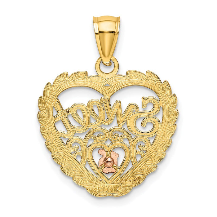 Million Charms 14K Tri-Color Sweet 16 Birthday In Heart Charm