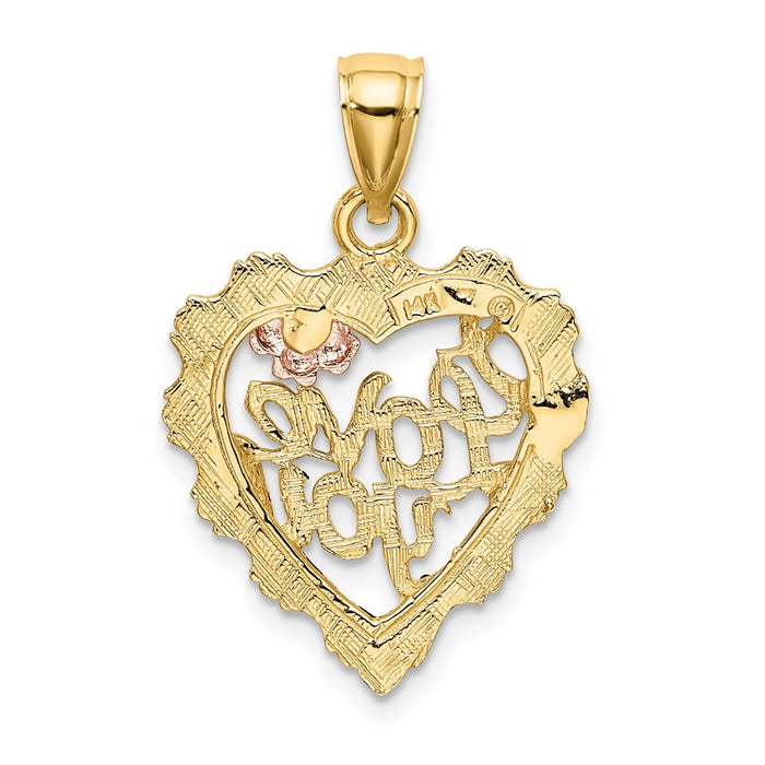 Million Charms 14K Two-Tone With White Rhodium-Plated Heart I Love You Charm