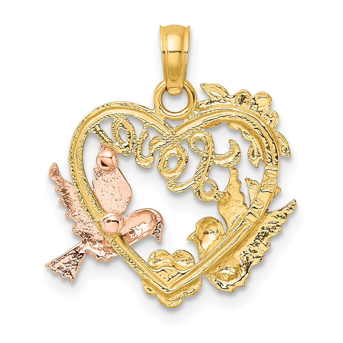 Million Charms 14K Yellow & Rose Gold Themed With Rhodium-Plated Dove & Love & Heart Charm