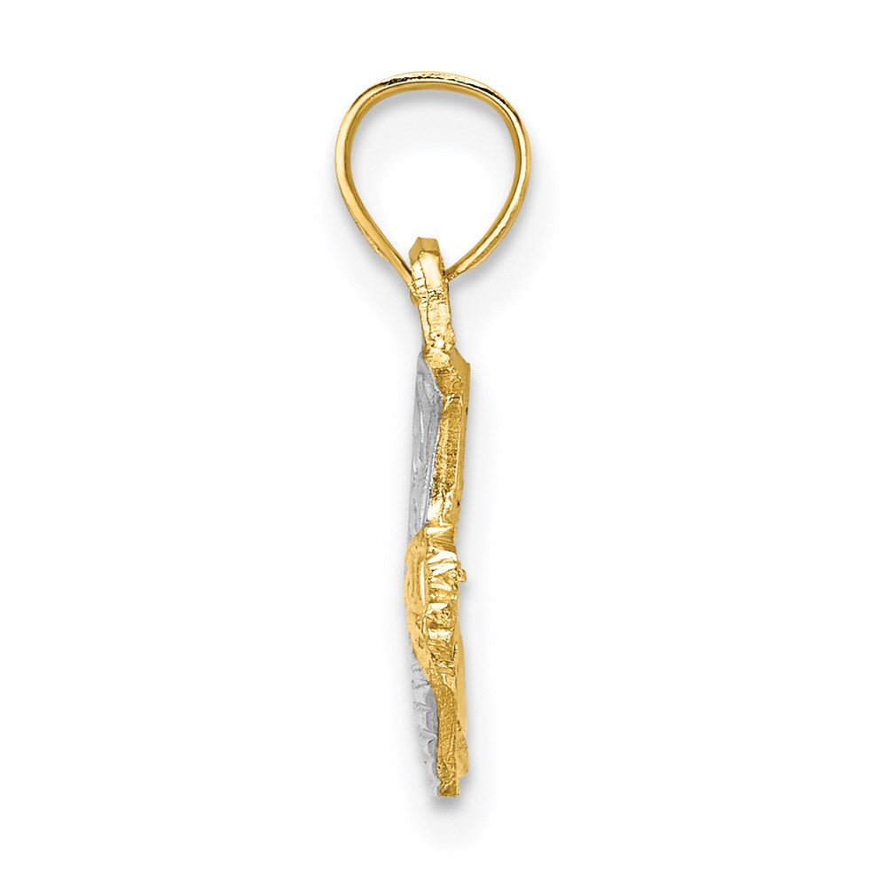 Million Charms 14K Yellow Gold Themed With Rhodium-Plated Cowboy Boot Charm