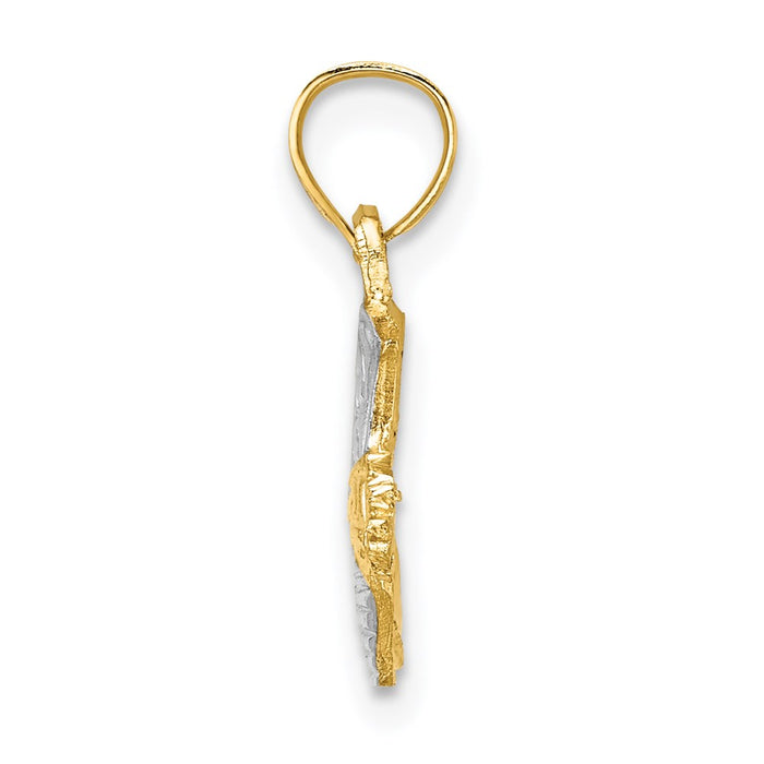 Million Charms 14K Yellow Gold Themed With Rhodium-Plated Cowboy Boot Charm