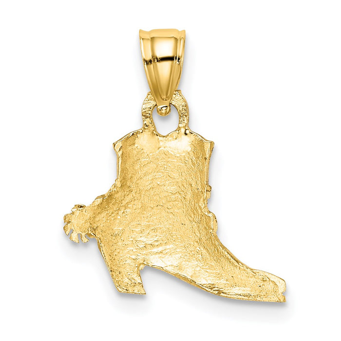 Million Charms 14K Yellow Gold Themed With Rhodium-Plated Cowboy Boot Charm