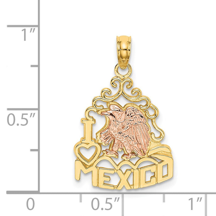 Million Charms 14K Yellow & Rose Gold Themed I Heart Mexico With Eagle Charm