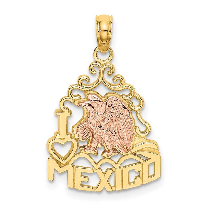Million Charms 14K Yellow & Rose Gold Themed I Heart Mexico With Eagle Charm