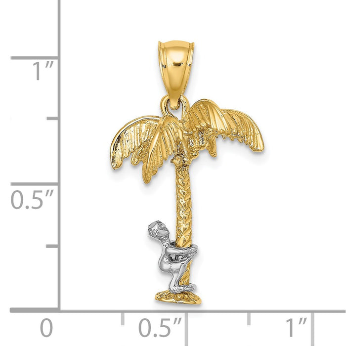 Million Charms 14K Two-Tone Moveable Man 3-D Palm Tree Charm