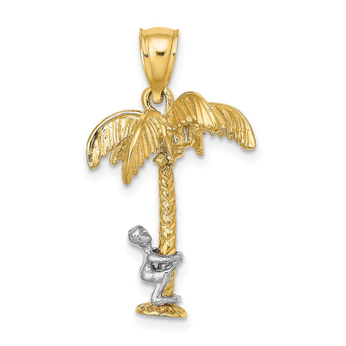 Million Charms 14K Two-Tone Moveable Man 3-D Palm Tree Charm