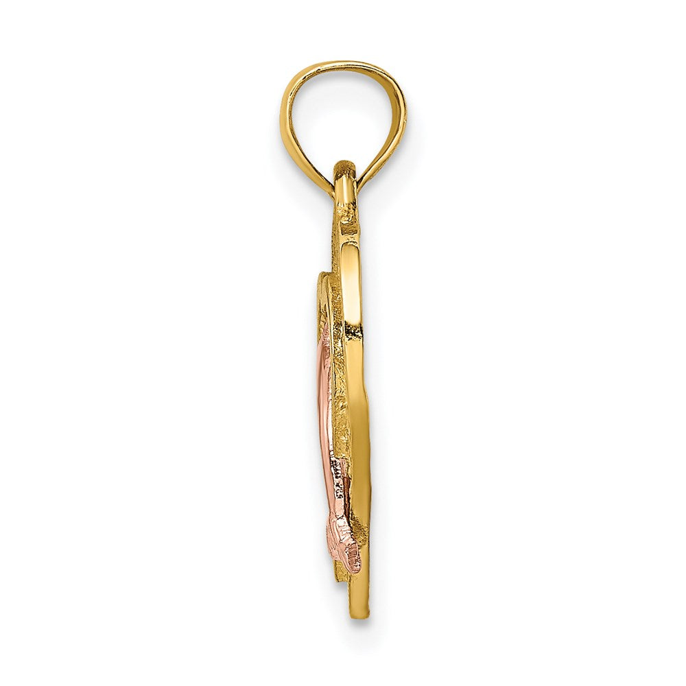 Million Charms 14K Tri-Color Dolphin In Heart Charm