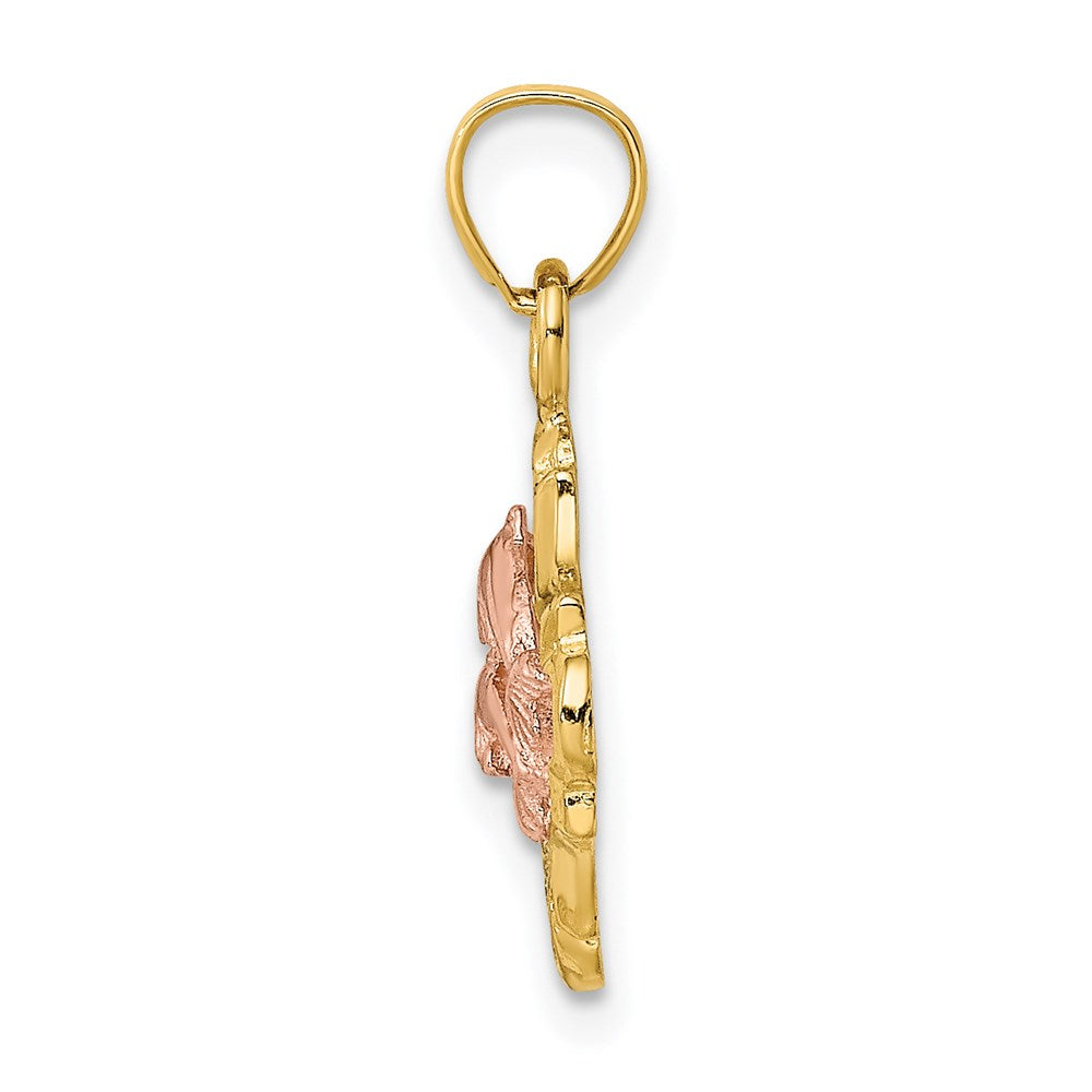 Million Charms 14K Tri-Color Double Dolphins In Frame Charm