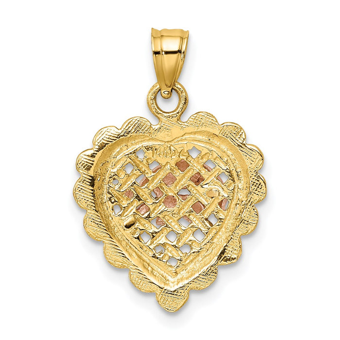 Million Charms 14K Two-Tone With White Rhodium-plated Double Dolphins On Basket Heart Charm