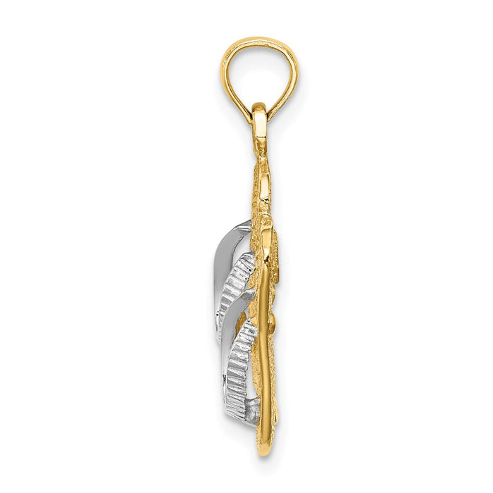 Million Charms 14K Yellow Gold Themed With Rhodium-Plated Large Double Flip-Flop Charm