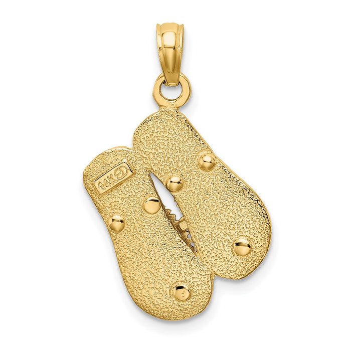 Million Charms 14K Yellow Gold Themed With Rhodium-Plated Large Double Flip-Flop Charm