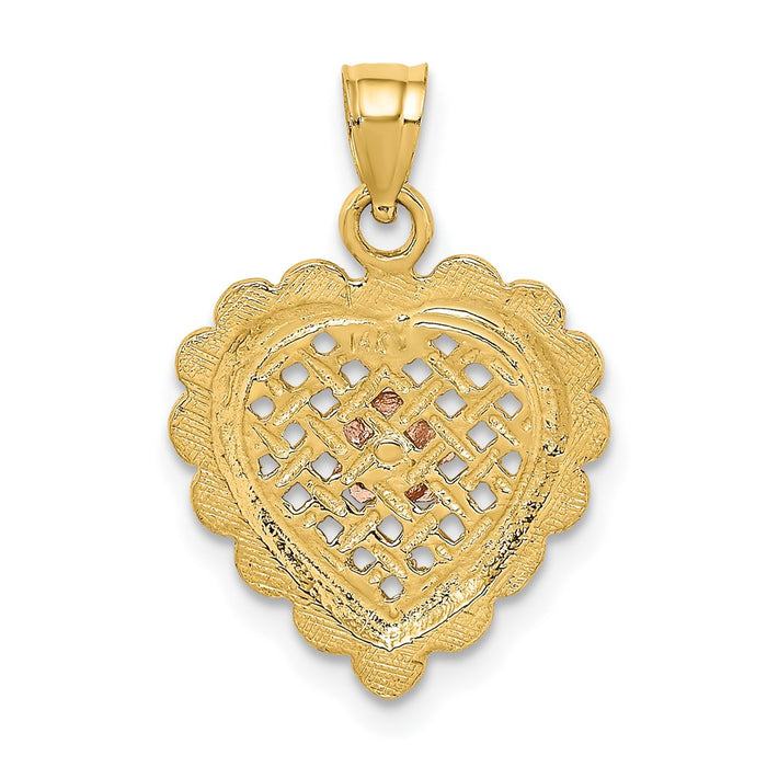 Million Charms 14K Yellow & Rose Gold Themed Flower In Heart Basket Charm