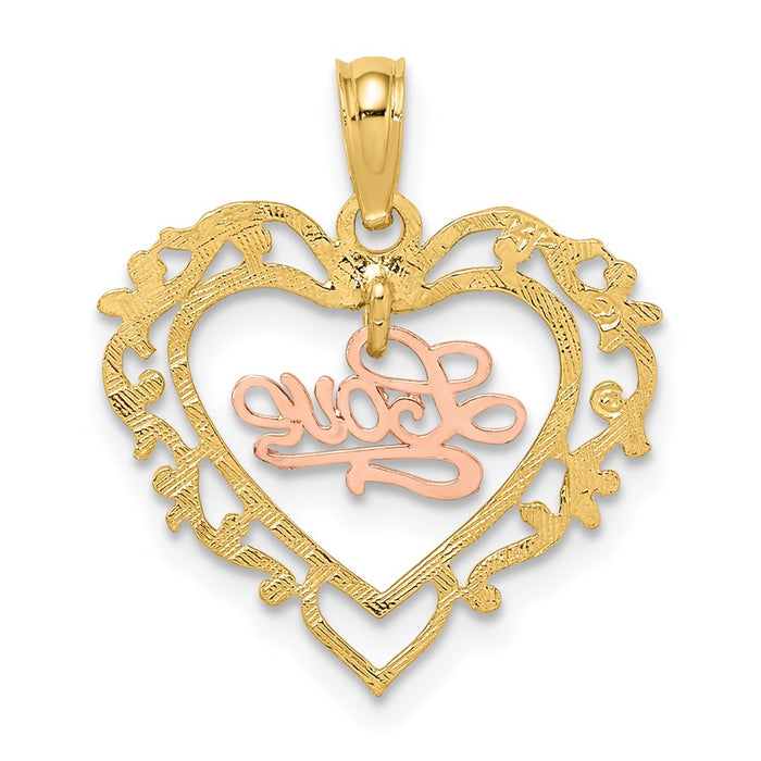 Million Charms 14K Yellow & Rose Gold Themed Love In Heart Charm