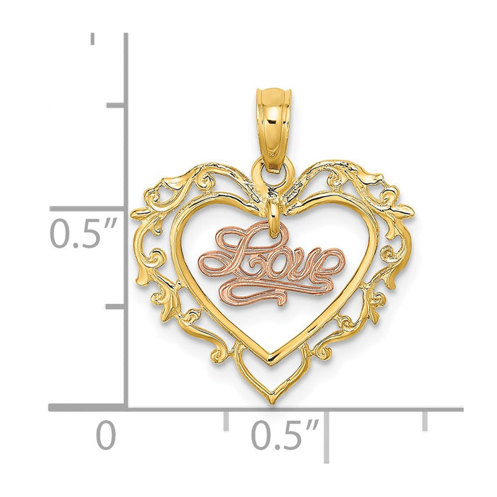 Million Charms 14K Yellow & Rose Gold Themed Love In Heart Charm