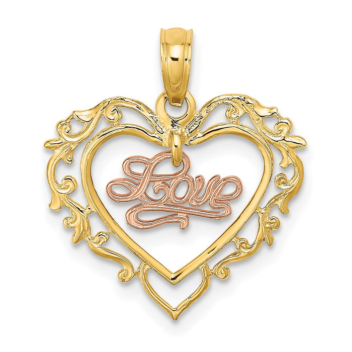 Million Charms 14K Yellow & Rose Gold Themed Love In Heart Charm