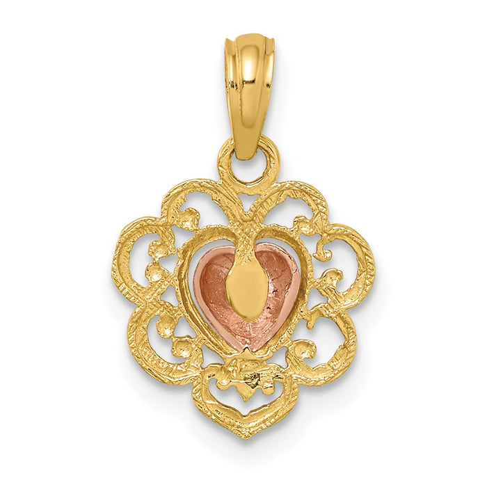 Million Charms 14K Yellow & Rose Polished & Textured Heart Charm