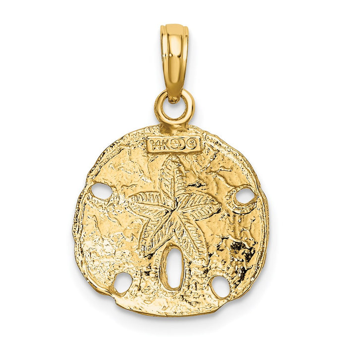 Million Charms 14K Yellow Gold Themed With Rhodium-Plated & Polished Sand Dollar Charm