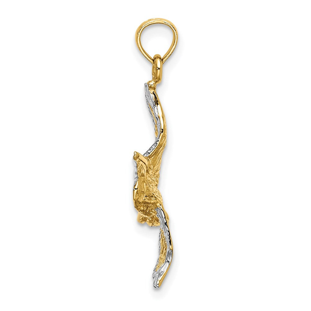 Million Charms 14K Two-Tone Gold Themed 3-D Flying Pelican Charm