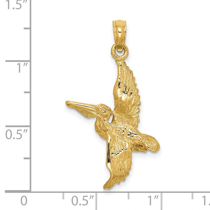 Million Charms 14K Two-Tone Gold Themed 3-D Flying Pelican Charm