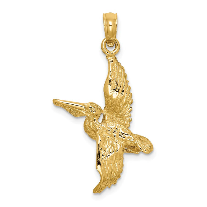 Million Charms 14K Two-Tone Gold Themed 3-D Flying Pelican Charm