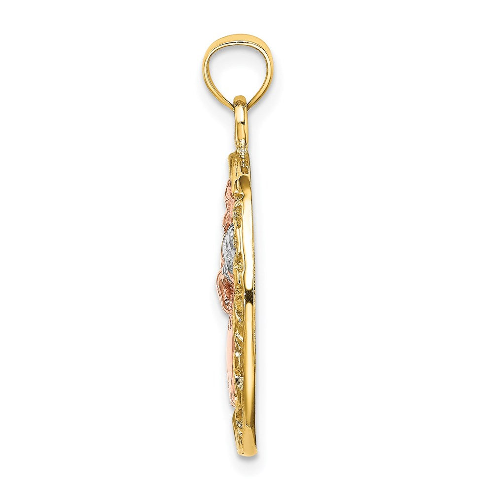 Million Charms 14K Tri-Color Mother & Baby In Oval Frame Charm