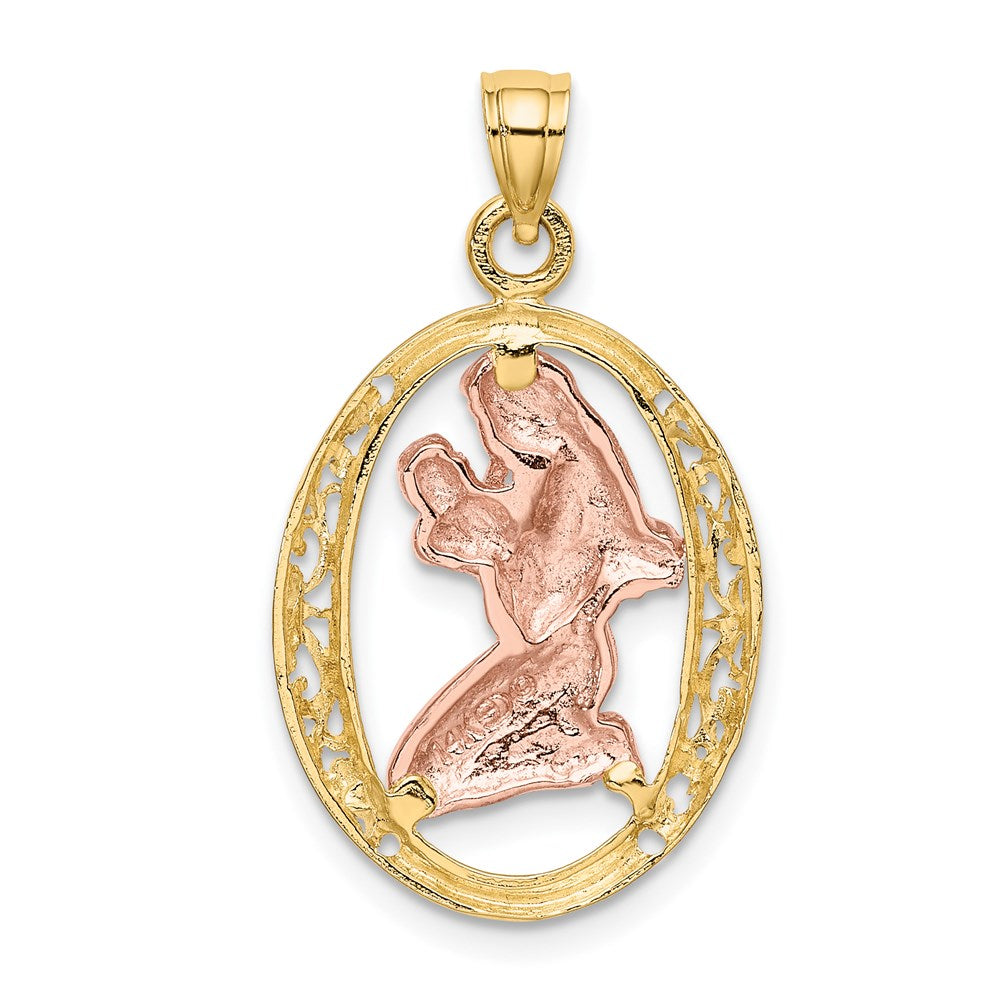 Million Charms 14K Tri-Color Mother & Baby In Oval Frame Charm