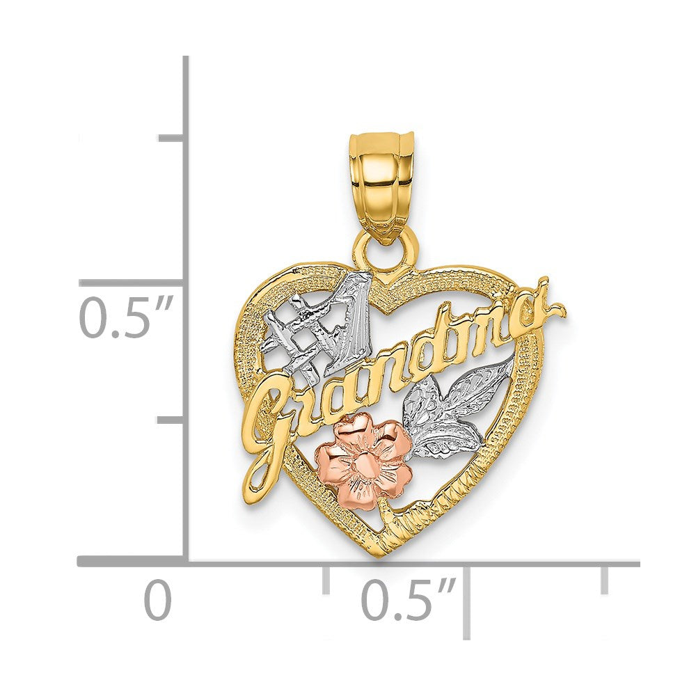 Million Charms 14K Tri-Color #1 Grandma In Heart Charm
