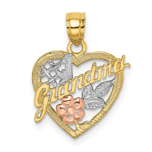 Million Charms 14K Tri-Color #1 Grandma In Heart Charm