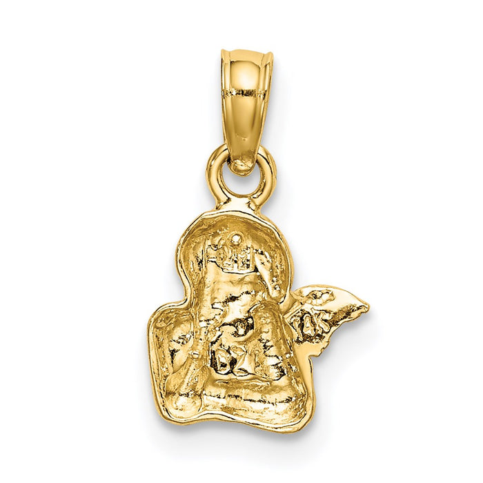 Million Charms 14K Angel Resting On Elbow With Rhodium-Plated Wing Charm