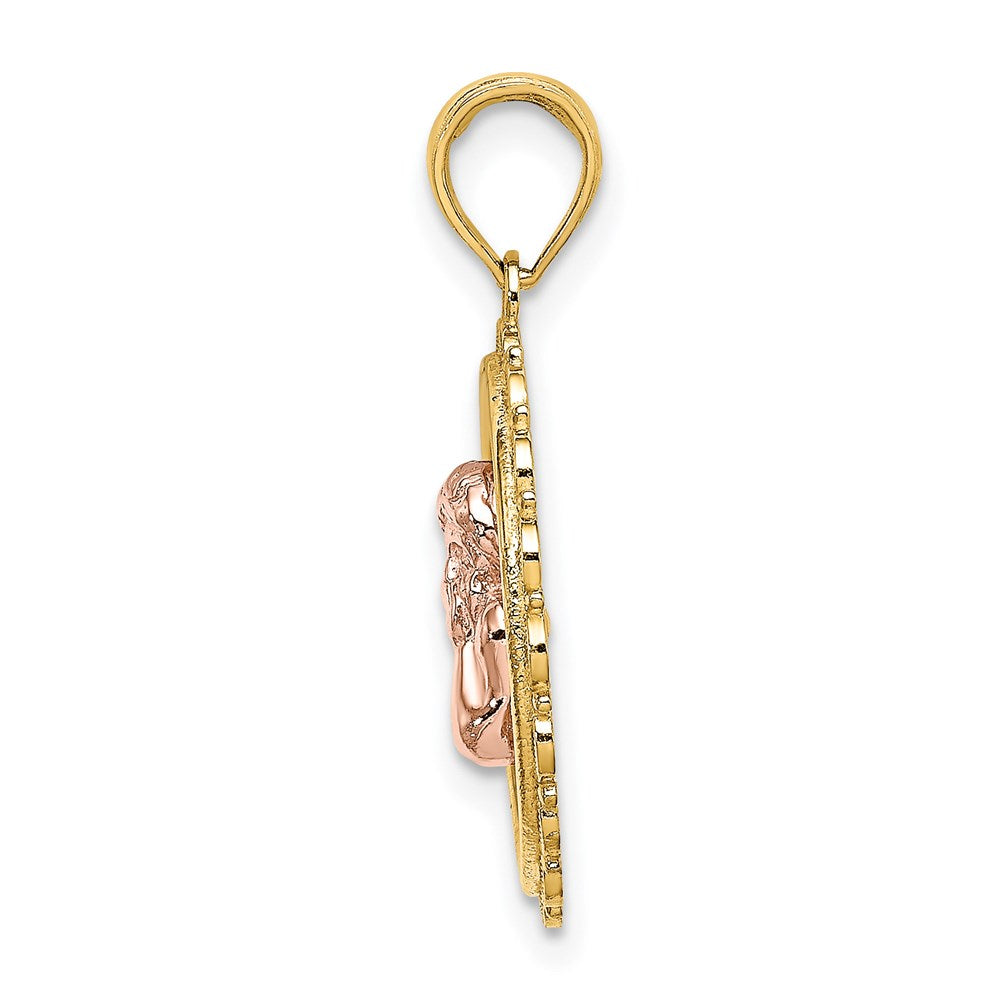 Million Charms 14K Tri-Color Angel Resting On Elbow In Disk Charm