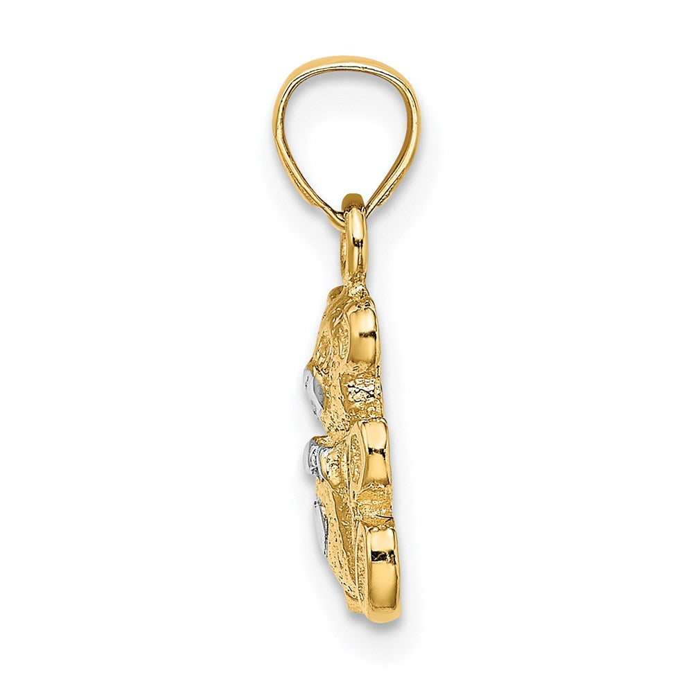 Million Charms 14K Yellow Gold Themed With Rhodium-plated Teddy Bear Charm