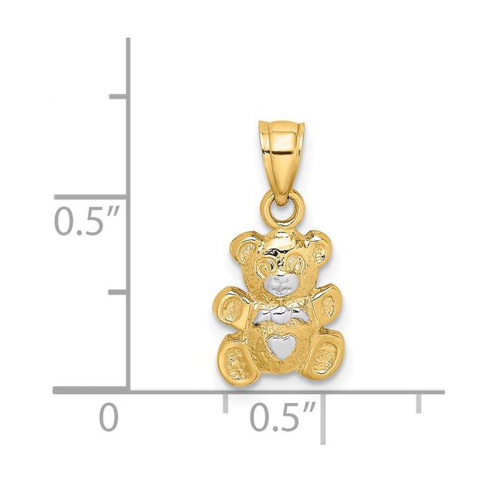 Million Charms 14K Yellow Gold Themed With Rhodium-plated Teddy Bear Charm