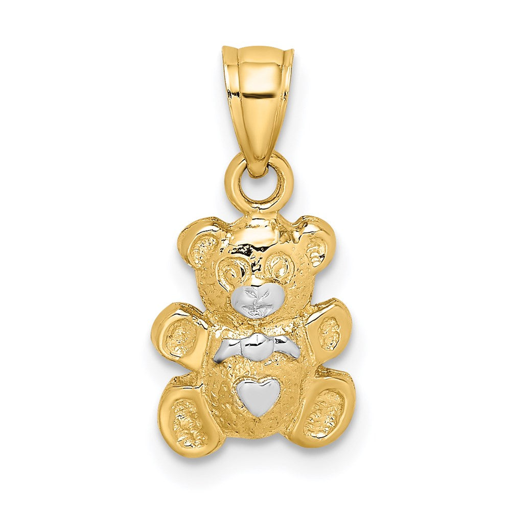Million Charms 14K Yellow Gold Themed With Rhodium-plated Teddy Bear Charm