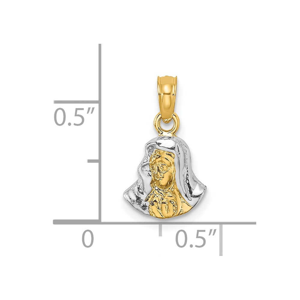 Million Charms 14K With Rhodium-Plated Mary Mother Of Jesus Charm