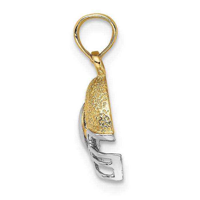 Million Charms 14K Yellow Gold Themed With Rhodium-plated Sports Football Helmet Charm