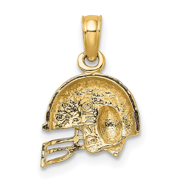 Million Charms 14K Yellow Gold Themed With Rhodium-plated Sports Football Helmet Charm