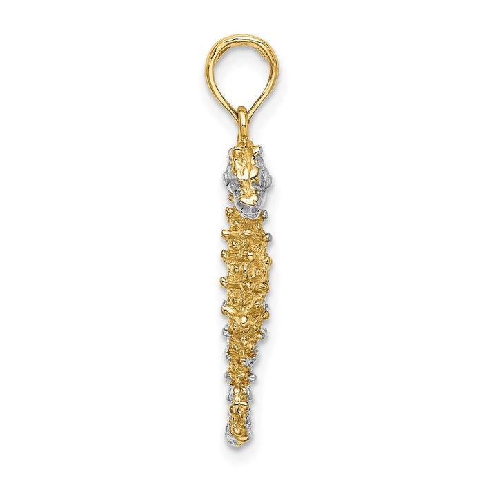 Million Charms 14K Yellow Gold Themed With Rhodium-Plated 3-D Nautical Seahorse Charm