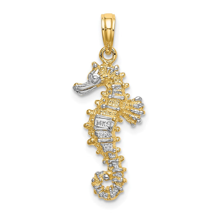 Million Charms 14K Yellow Gold Themed With Rhodium-Plated 3-D Nautical Seahorse Charm