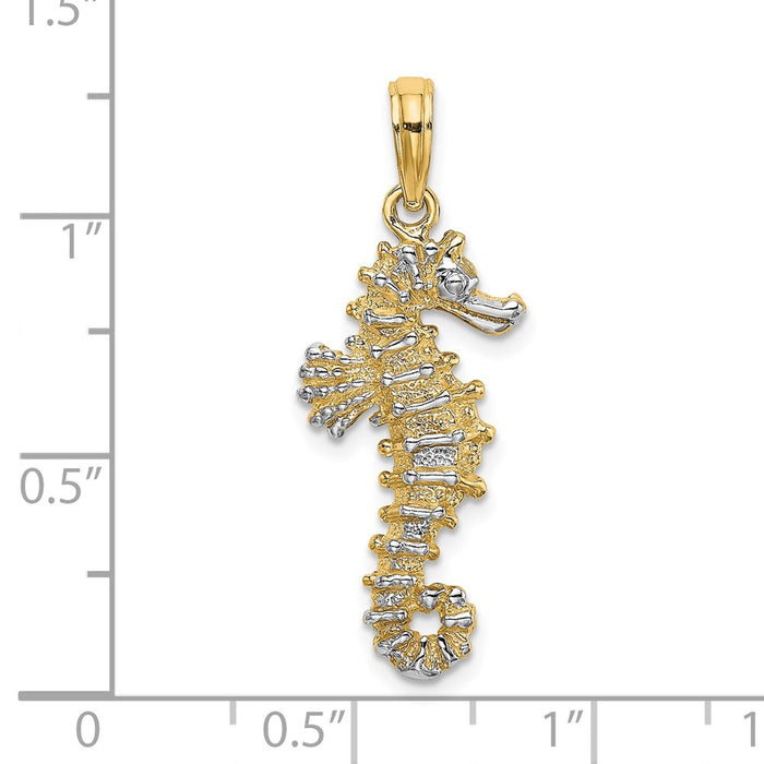 Million Charms 14K Yellow Gold Themed With Rhodium-Plated 3-D Nautical Seahorse Charm