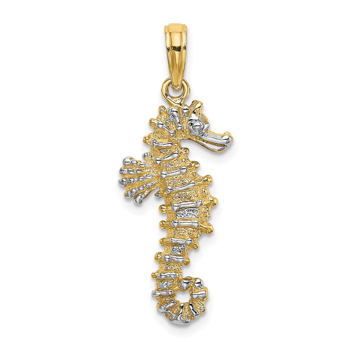 Million Charms 14K Yellow Gold Themed With Rhodium-Plated 3-D Nautical Seahorse Charm