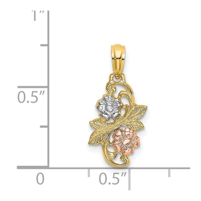 Million Charms 14K Tri-Color Flowers Charm