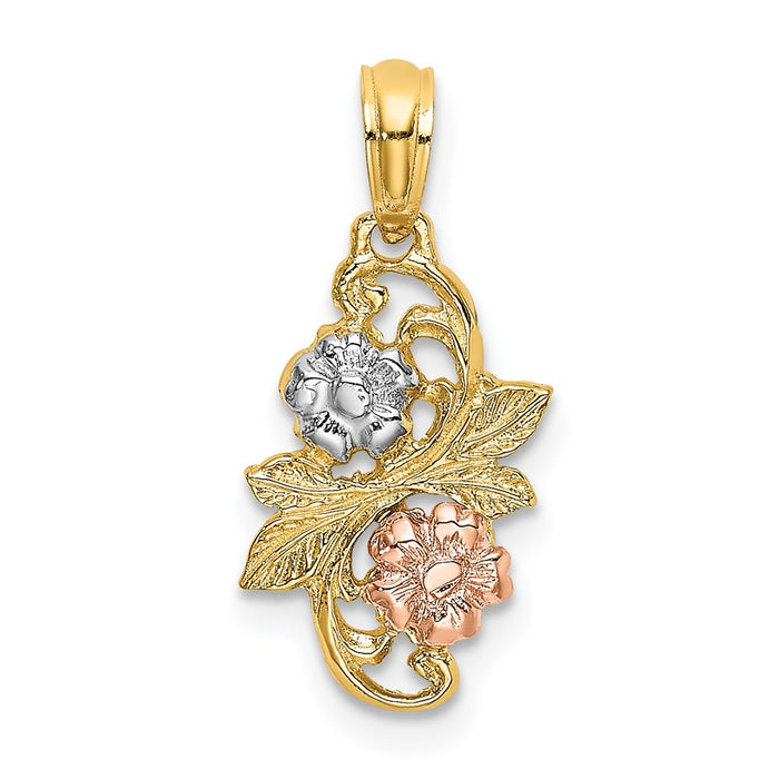 Million Charms 14K Tri-Color Flowers Charm