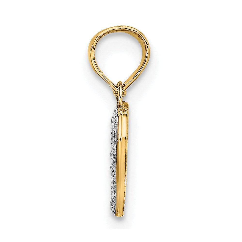 Million Charms 14K Yellow Gold Themed With Rhodium-Plated Beaded & Textured Mini Heart Charm
