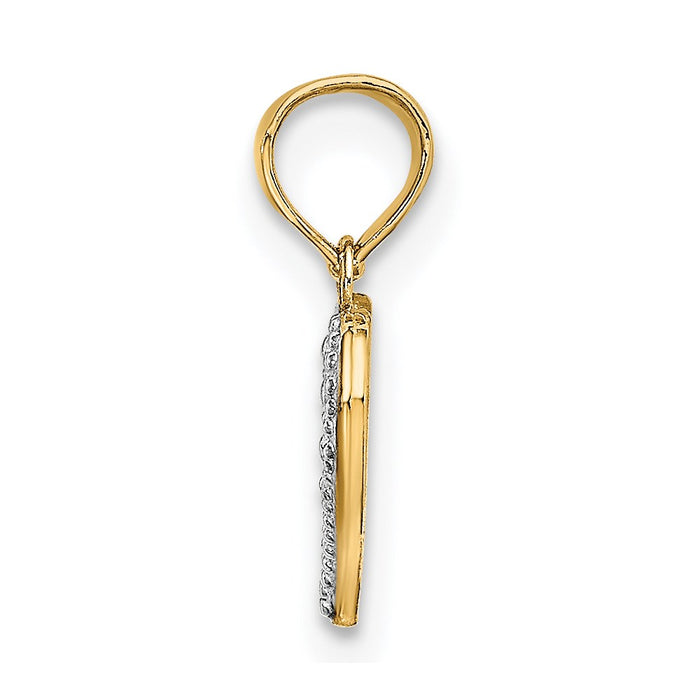 Million Charms 14K Yellow Gold Themed With Rhodium-Plated Beaded & Textured Mini Heart Charm