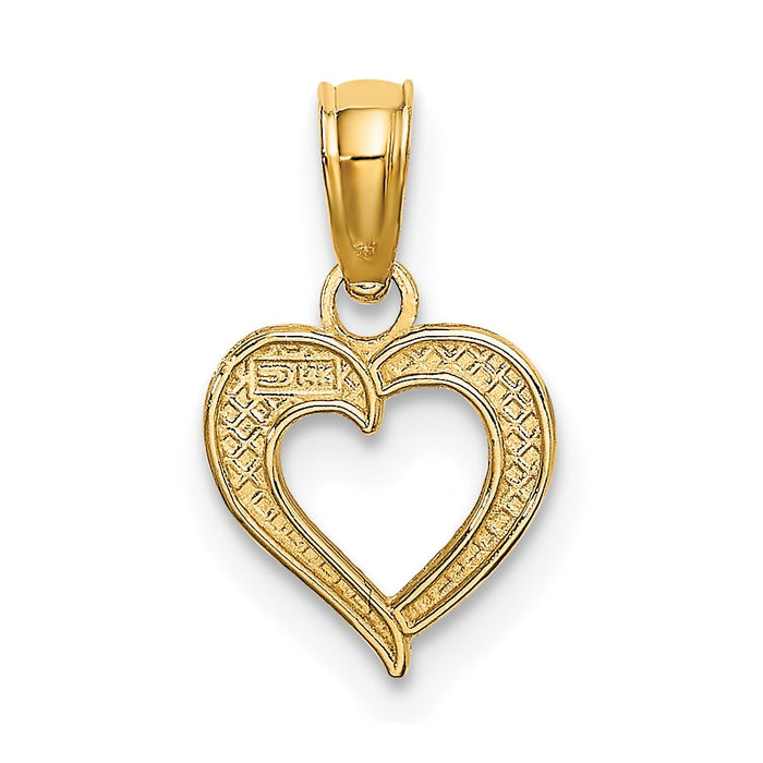 Million Charms 14K Yellow Gold Themed With Rhodium-Plated Beaded & Textured Mini Heart Charm