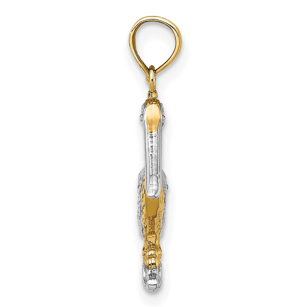 Million Charms 14K Yellow Gold Themed With Rhodium-Plated 3-D Small Standing Pelican Charm