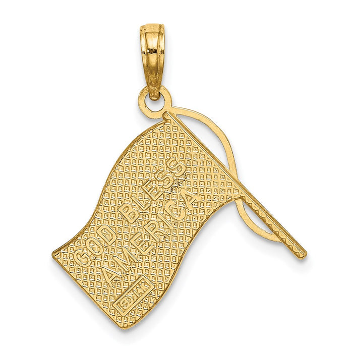 Million Charms 14K Yellow Gold Themed With Rhodium-Plated American Flag Charm